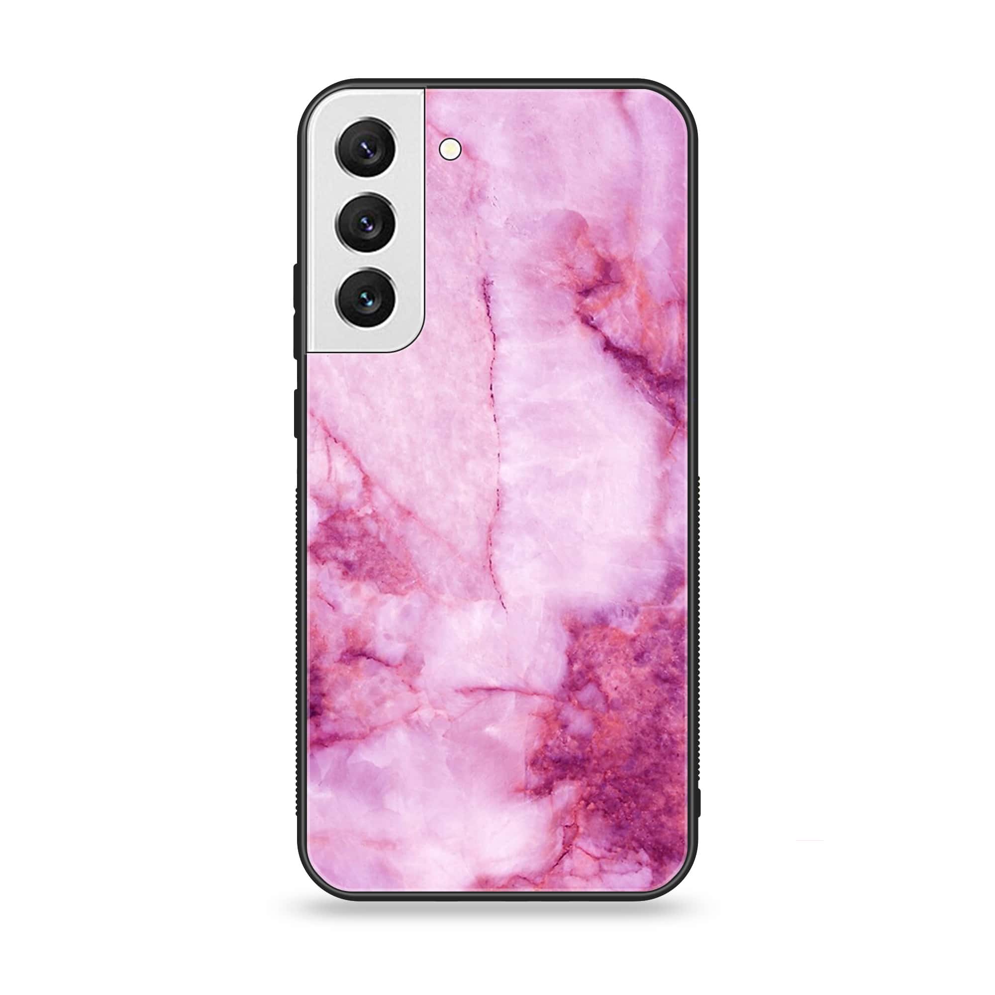 Samsung Galaxy S21 FE  Pink  Marble Series - Premium Printed Glass soft Bumper shock Proof Case