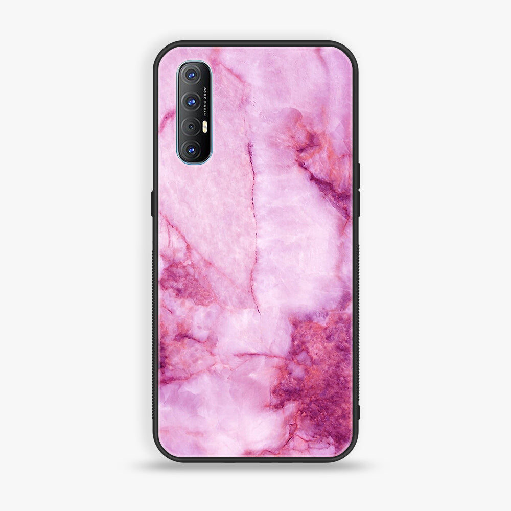 Oppo Find X2 Neo - Pink Marble Series - Premium Printed Glass soft Bumper shock Proof Case