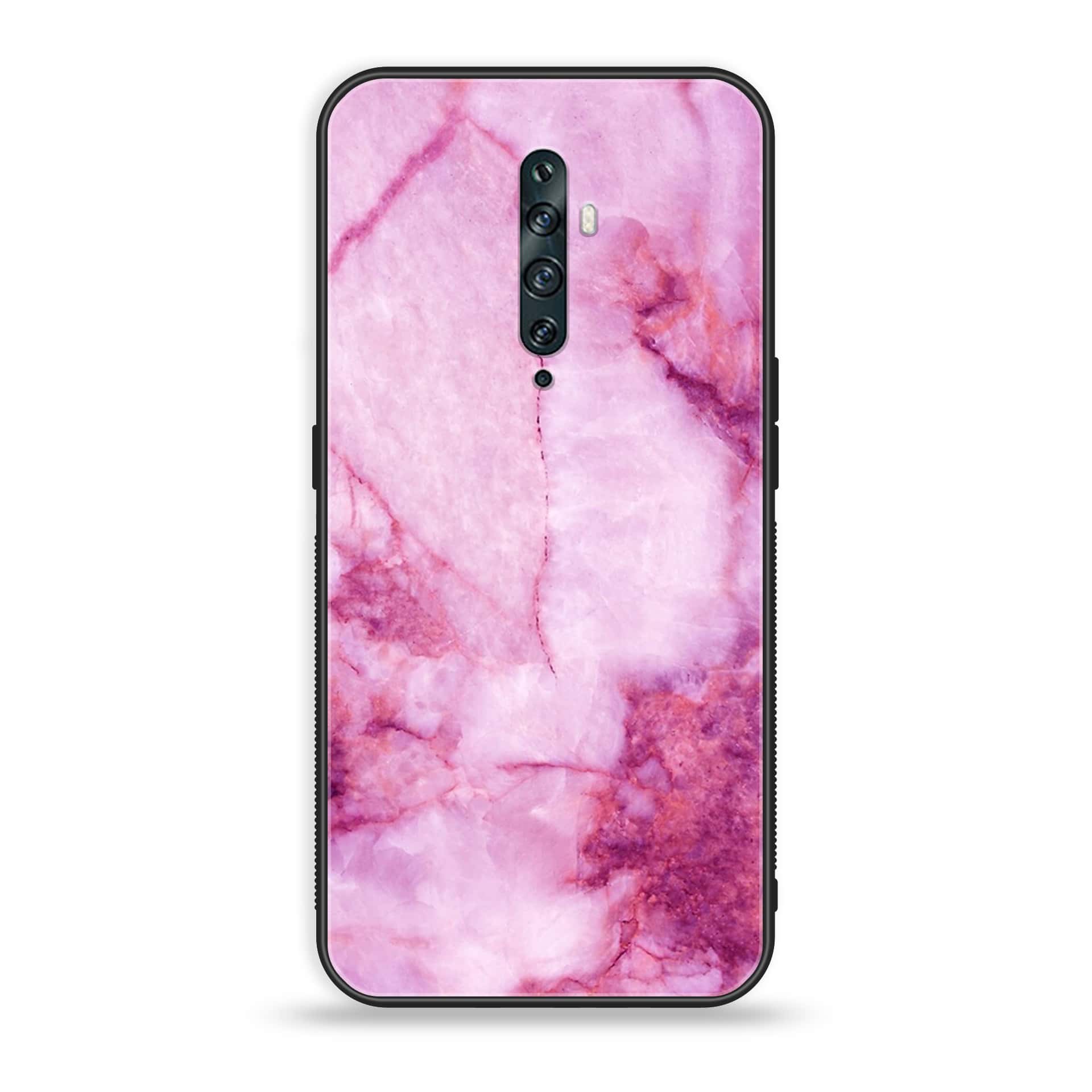 OPPO Reno 2f - Pink Marble Series - Premium Printed Glass soft Bumper shock Proof Case