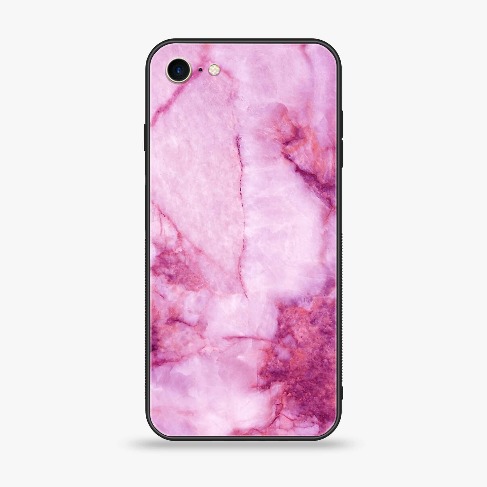 iPhone 7 / 8 - Pink Marble Series - Premium Printed Glass soft Bumper shock Proof Case