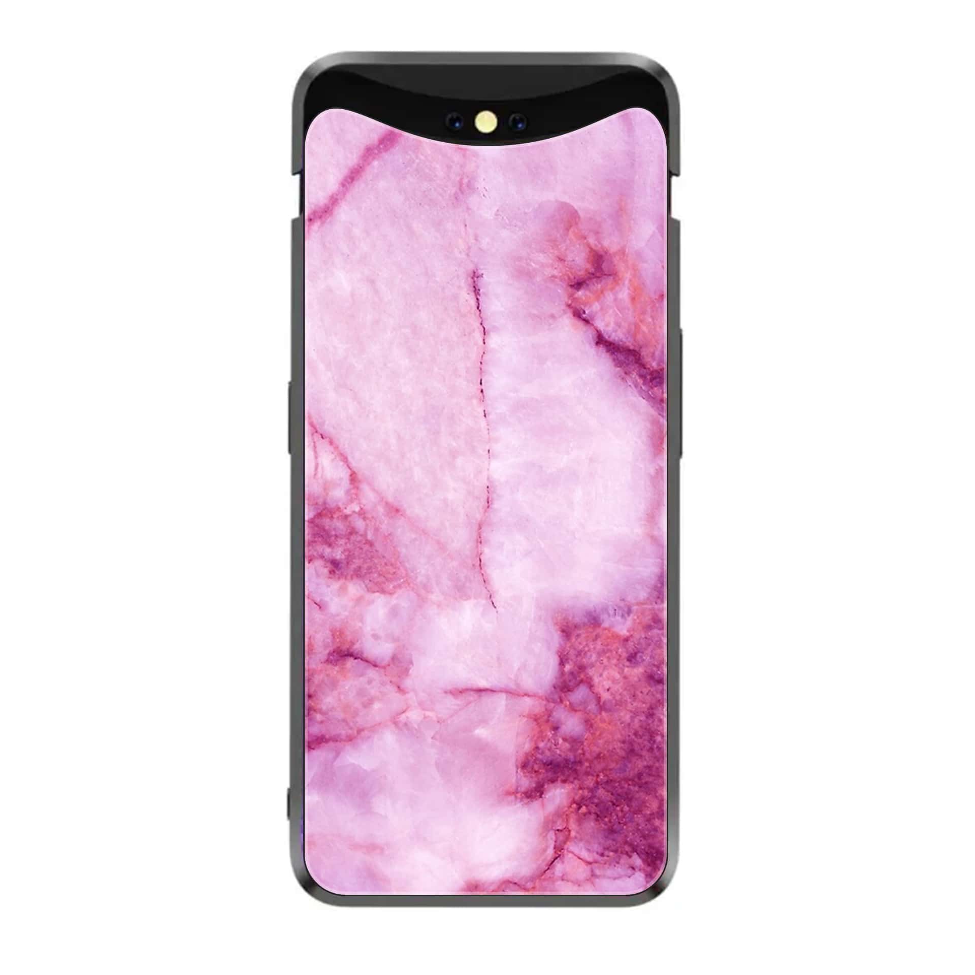 Oppo Find X - Pink Marble Series - Premium Printed Glass soft Bumper shock Proof Case