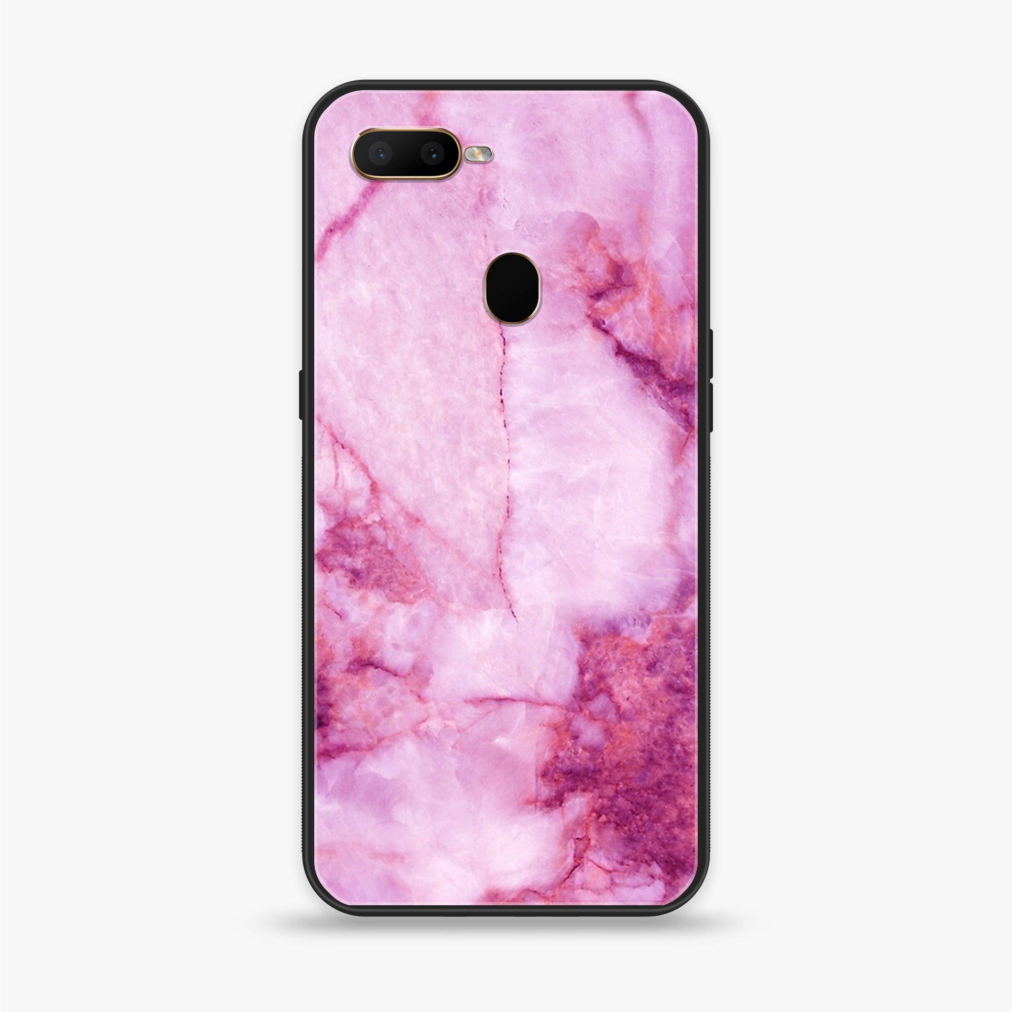 Oppo A12  - Pink Marble Series - Premium Printed soft Bumper shock Proof Case