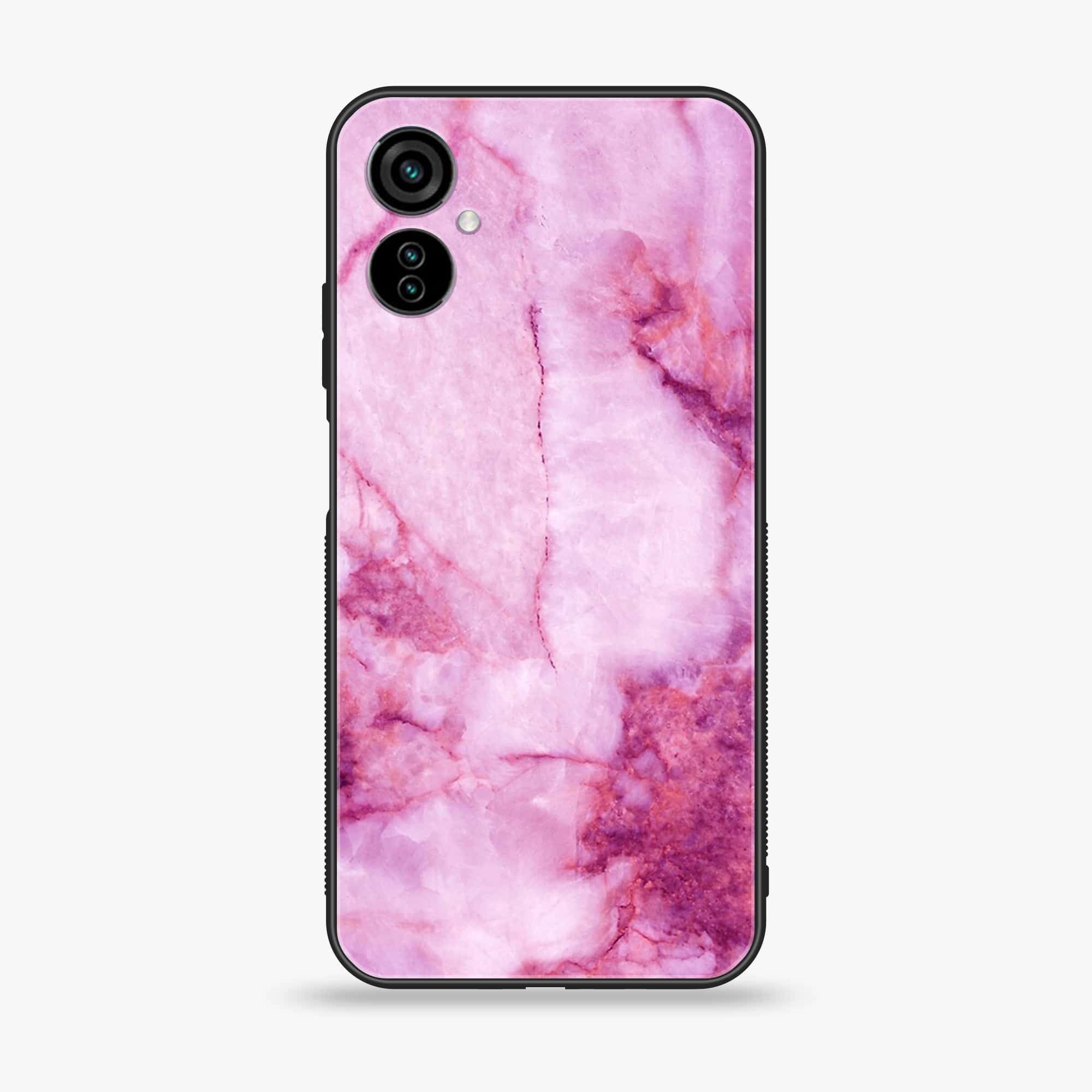 Tecno Spark 9T Pink Marble Series Premium Printed Glass soft Bumper shock Proof Case