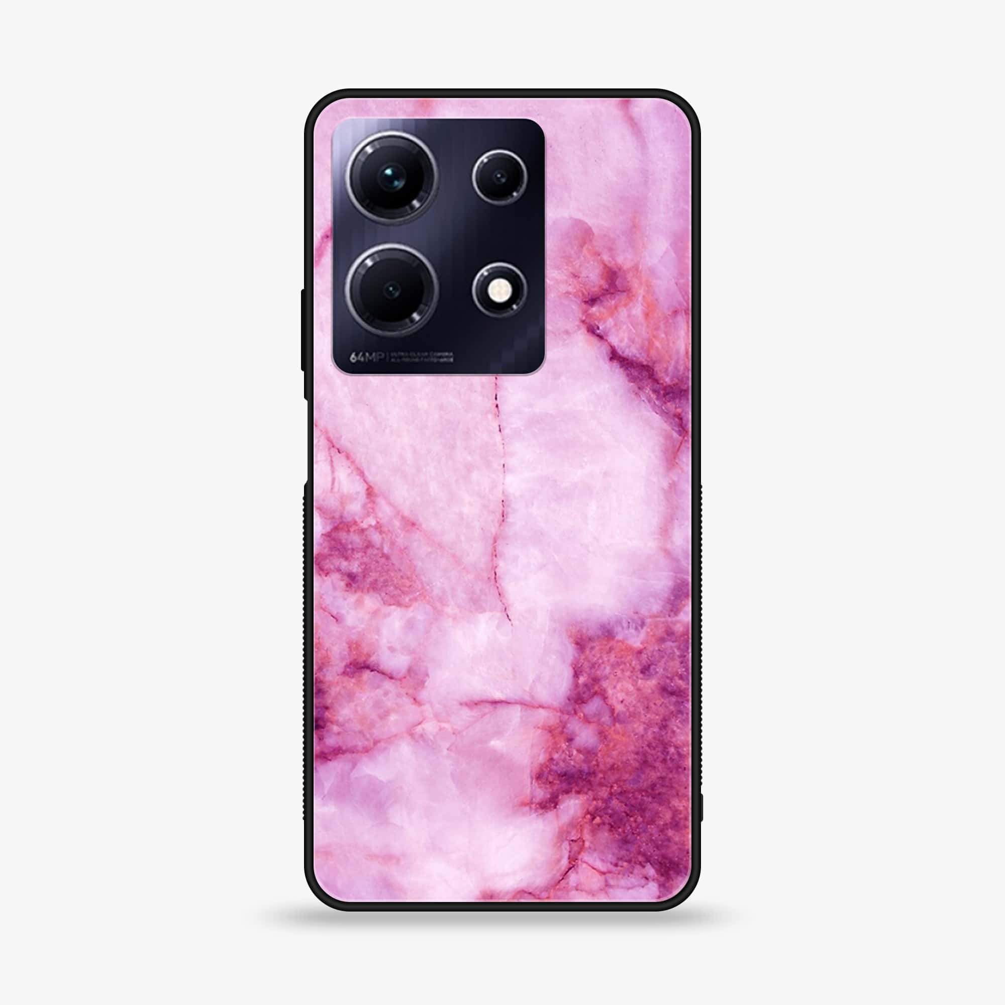 Infinix Note 30 - Pink Marble Series - Premium Printed Glass soft Bumper shock Proof Case