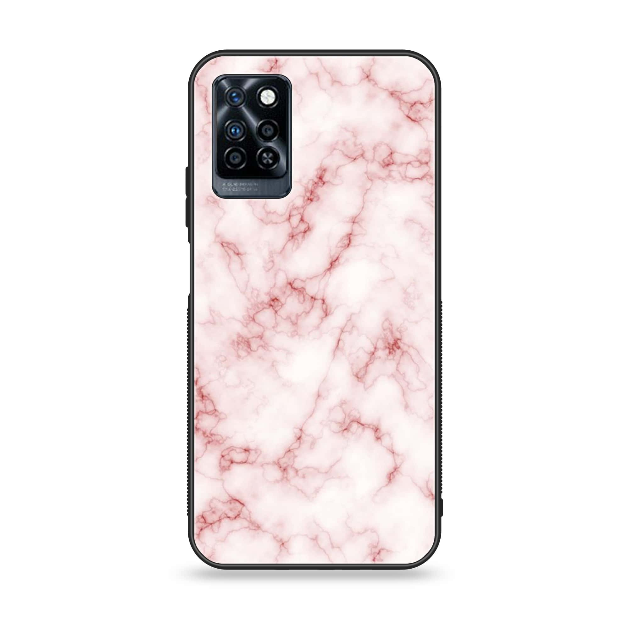 Infinix Note 10 Pro - Pink Marble Series - Premium Printed Glass soft Bumper shock Proof Case