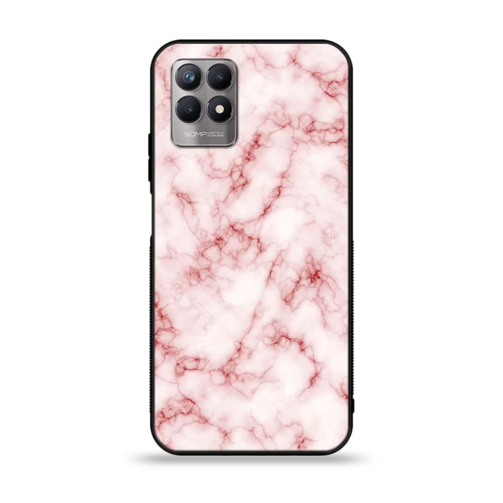 Realme Narzo 50 - Pink Marble Series - Premium Printed Glass soft Bumper shock Proof Case