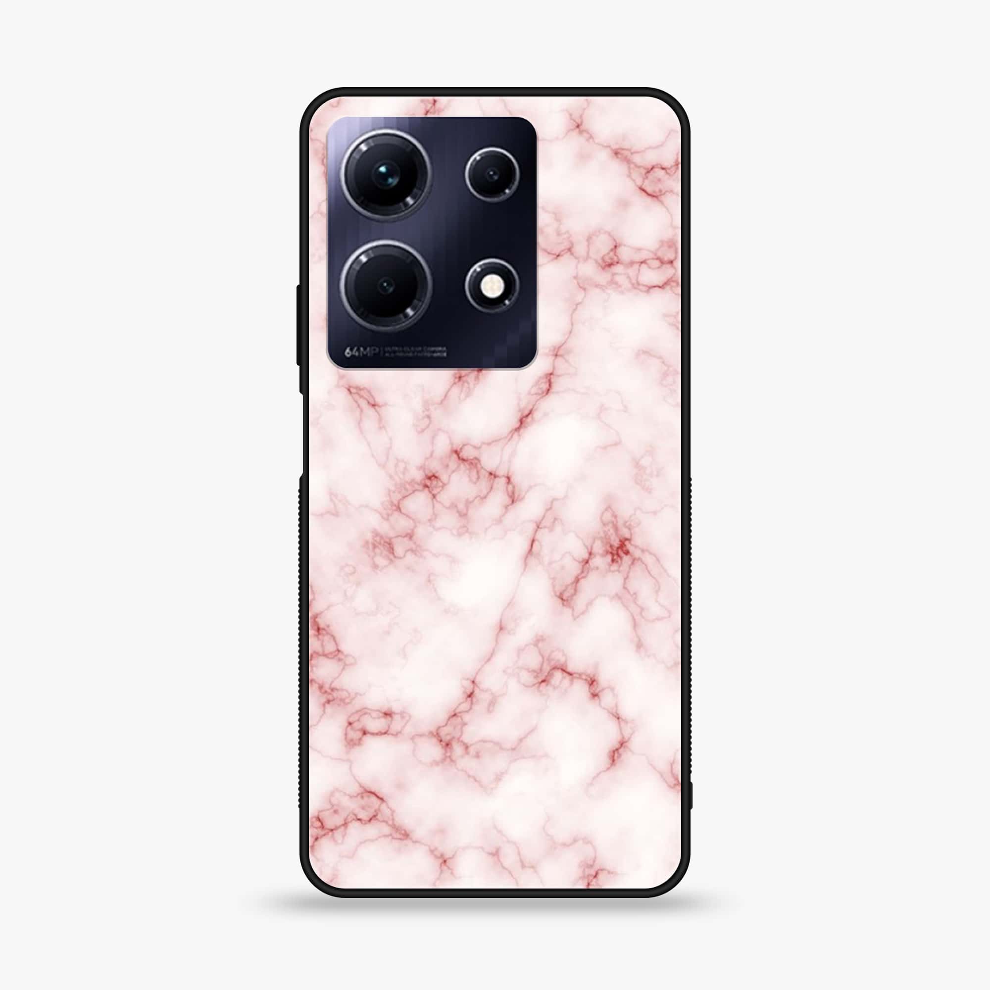 Infinix Note 30 Pro - Pink Marble Series - Premium Printed Glass soft Bumper shock Proof Case