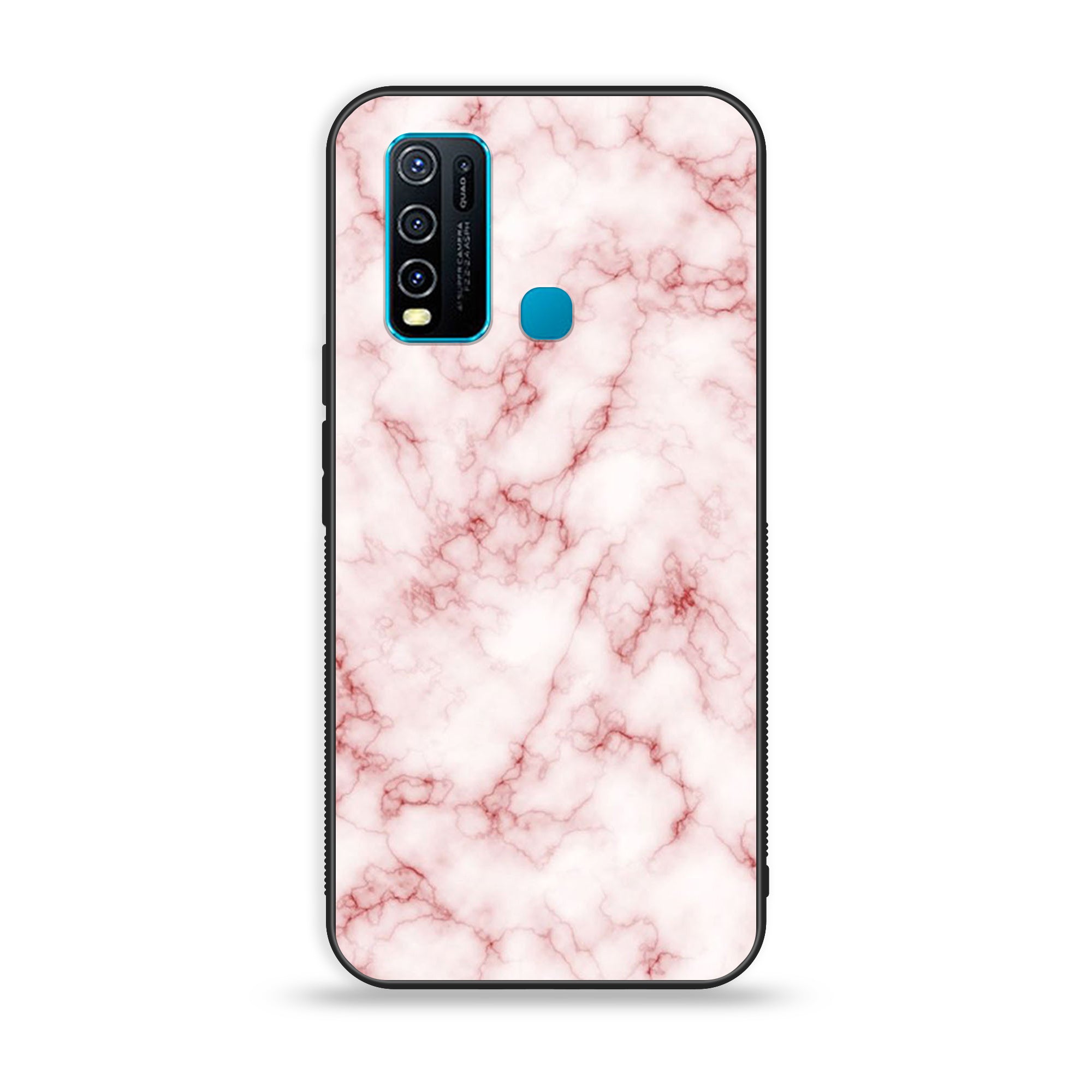 Vivo Y50 - Pink Marble Series - Premium Printed Glass soft Bumper shock Proof Case