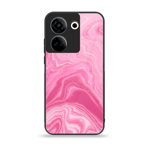 Tecno Camon 20 Pro - Pink Marble Series  Design 3 - Premium Printed Glass soft Bumper shock Proof Case  CS-18966