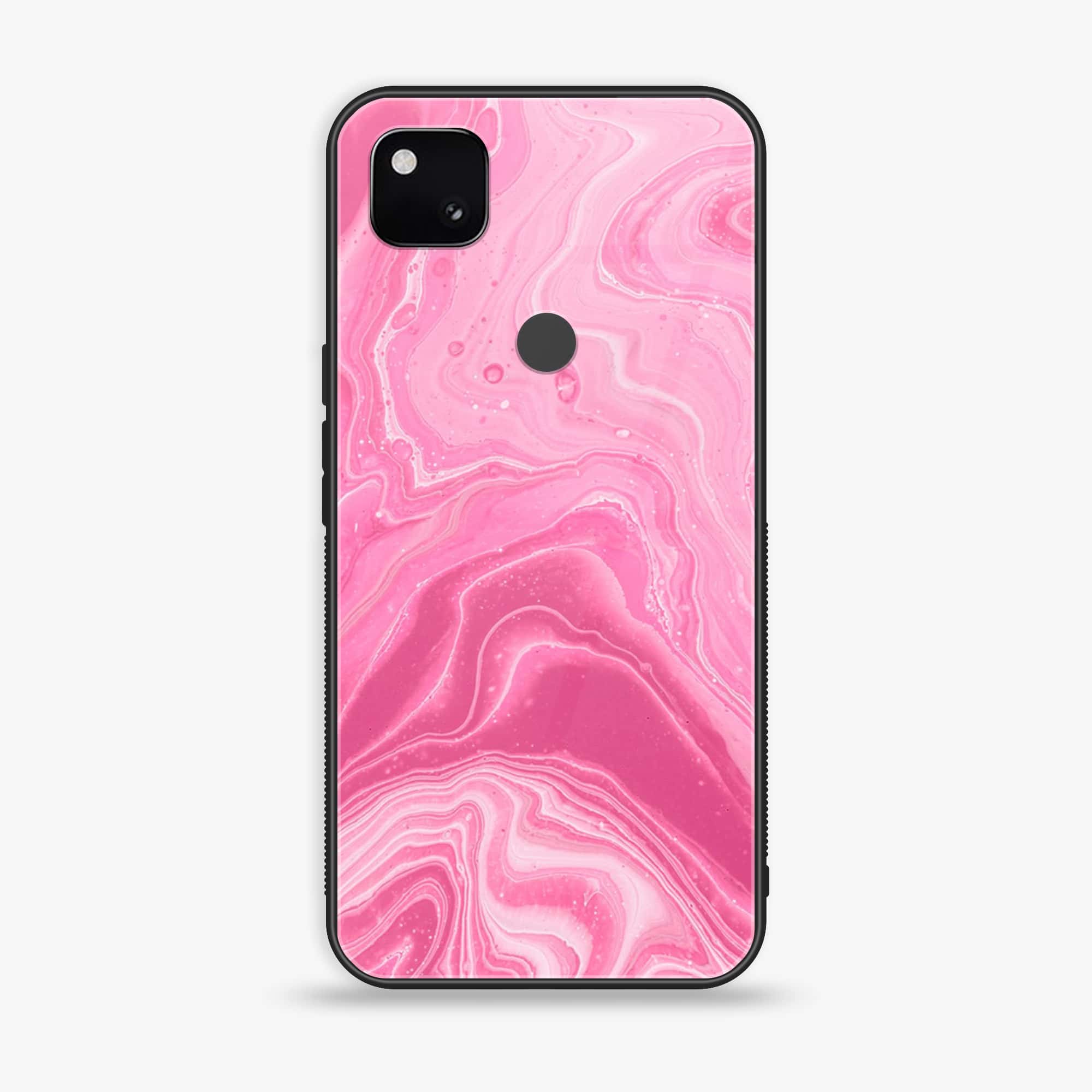 Google Pixel 4A 4G - Pink Marble Series - Premium Metal Printed soft Bumper Shock Proof Case