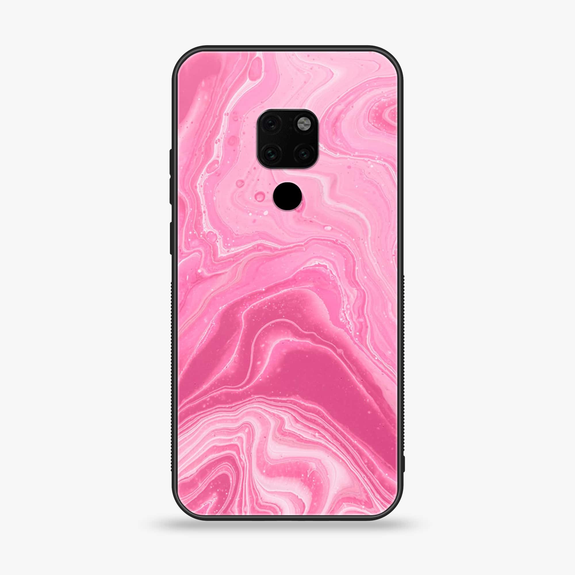 Huawei Mate 20 - Pink Marble Series - Premium Printed Glass soft Bumper shock Proof Case