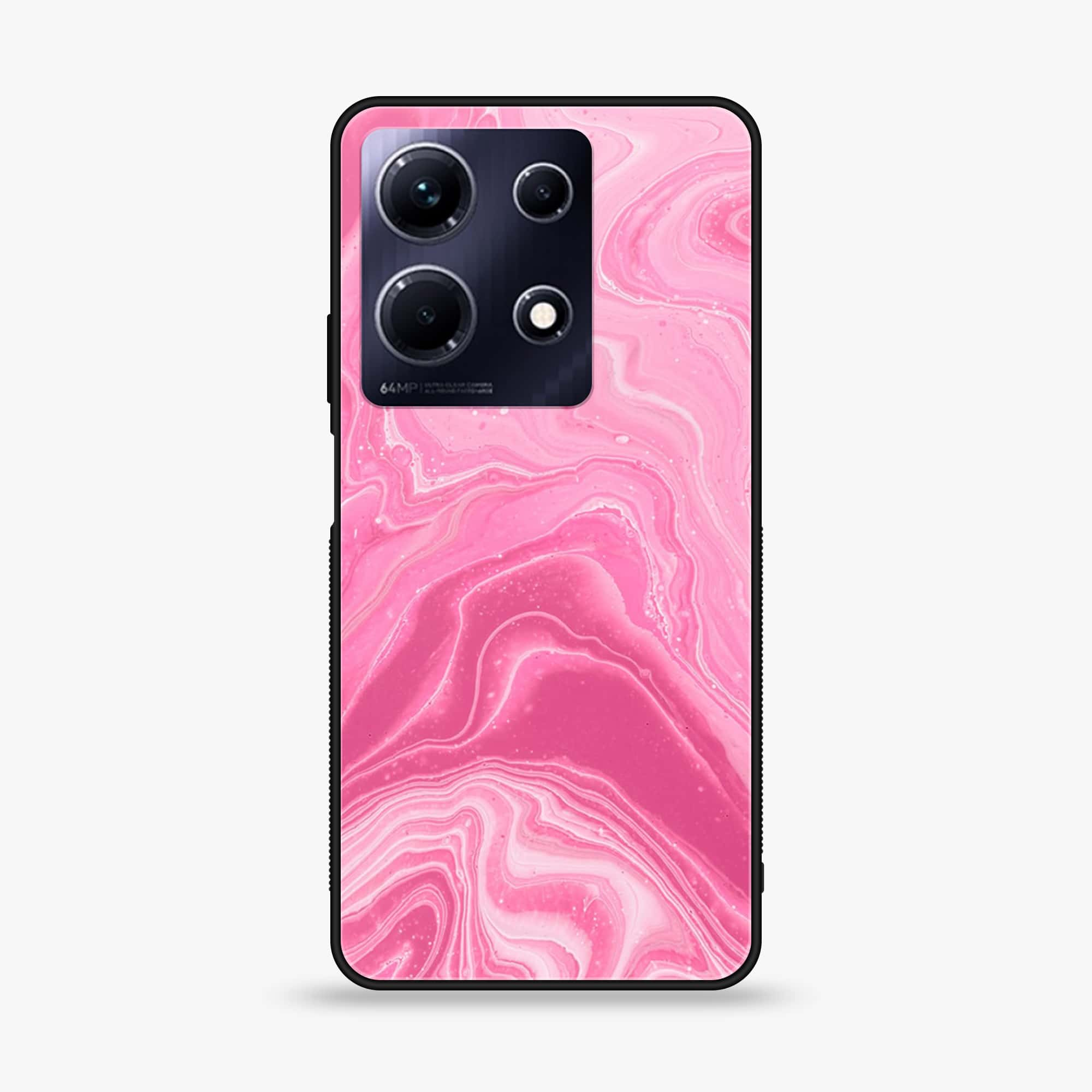 Infinix Note 30 Pro - Pink Marble Series - Premium Printed Glass soft Bumper shock Proof Case