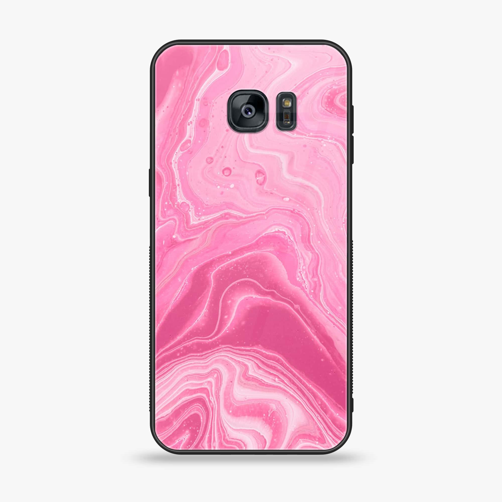 Samsung Galaxy S7 - Pink Marble Series - Premium Printed Glass soft Bumper shock Proof Case