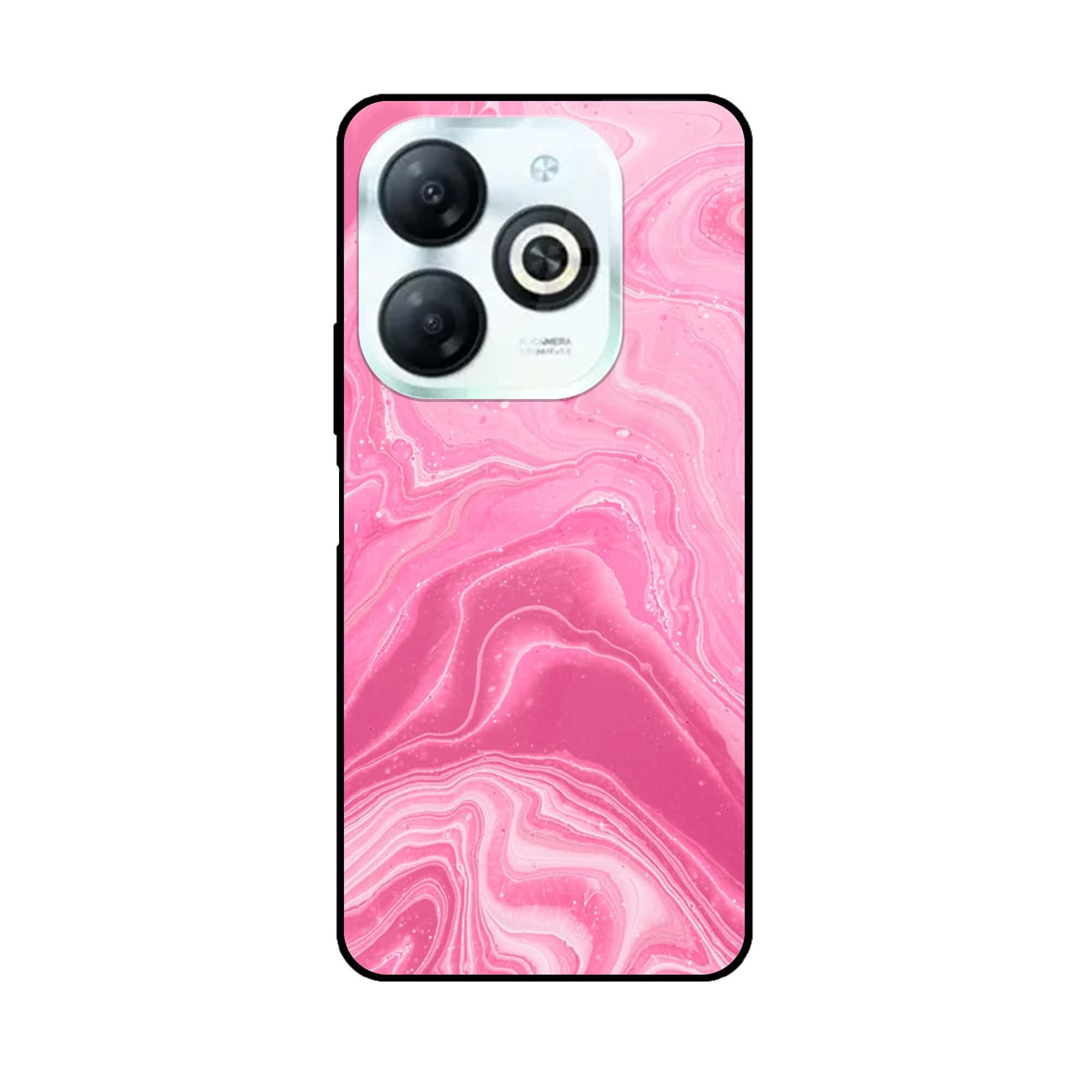 Tecno Spark 20 - Pink Marble Series - Premium Printed Glass soft Bumper shock Proof Case