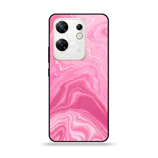 Infinix Zero 30 4G - Pink Marble Design 3 - Premium Printed Glass soft Bumper shock Proof Case CS-14039