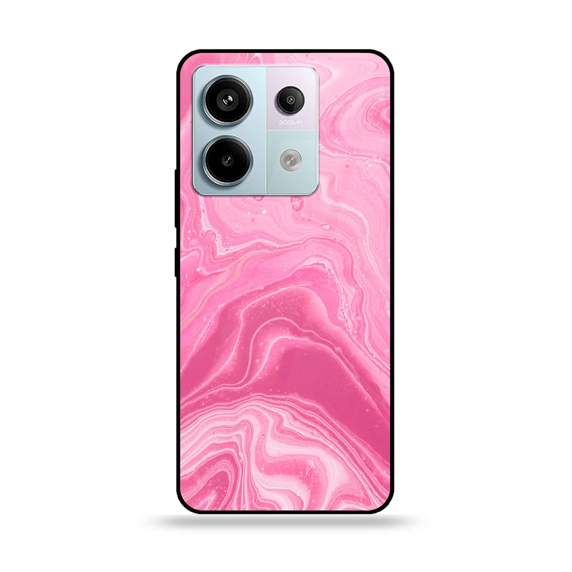 Redmi Note 13 - Pink Marble Series - Premium Metal Printed soft Bumper shock Proof Case