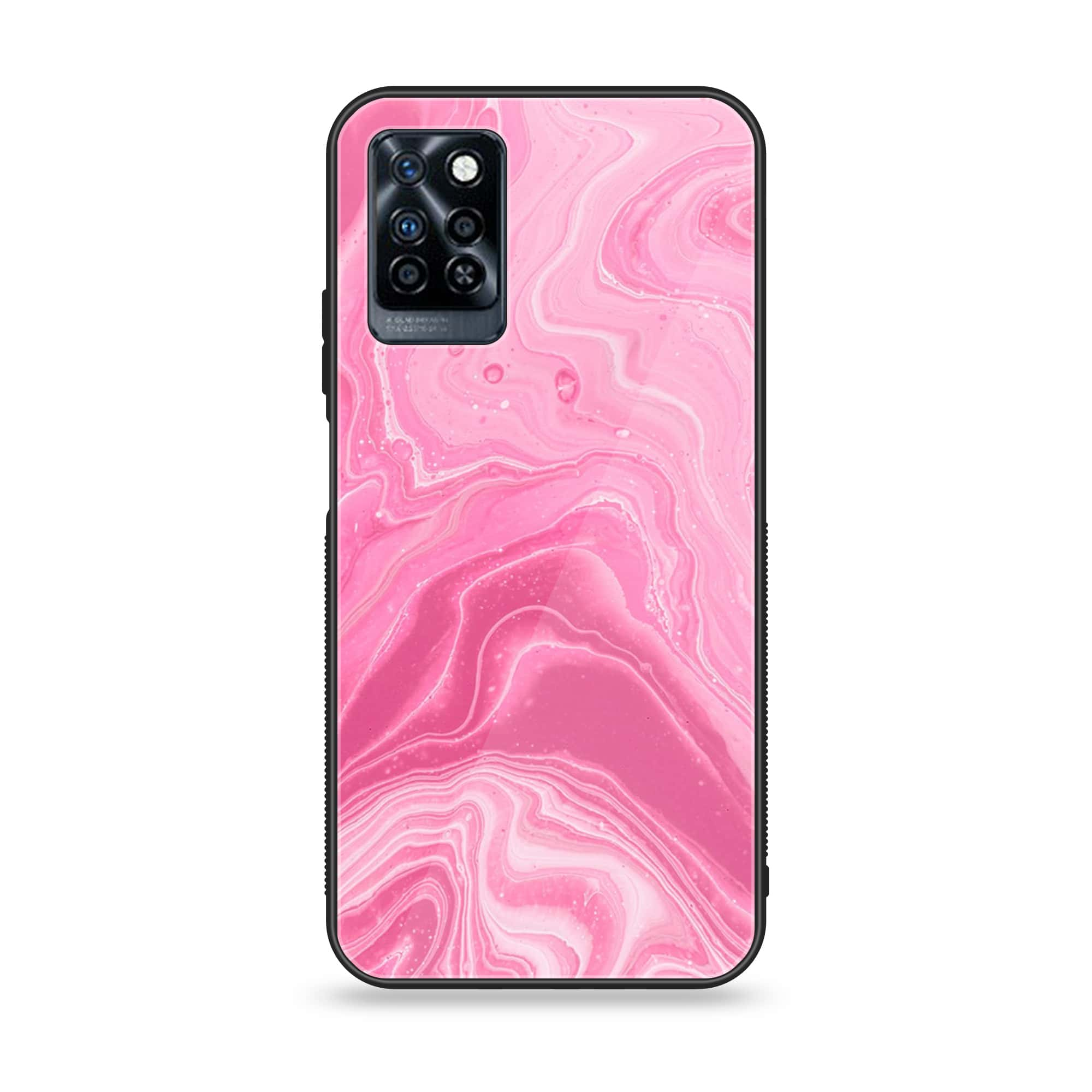 Infinix Note 10 Pro - Pink Marble Series - Premium Printed Glass soft Bumper shock Proof Case