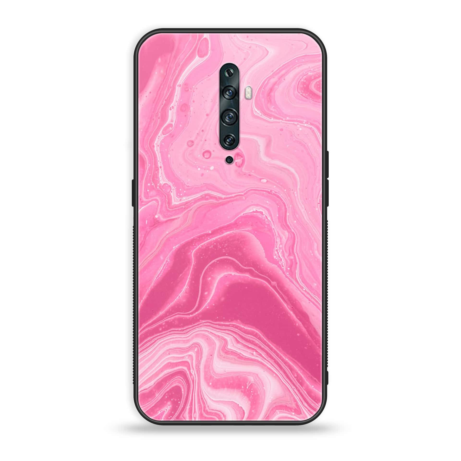 OPPO Reno 2f - Pink Marble Series - Premium Printed Glass soft Bumper shock Proof Case