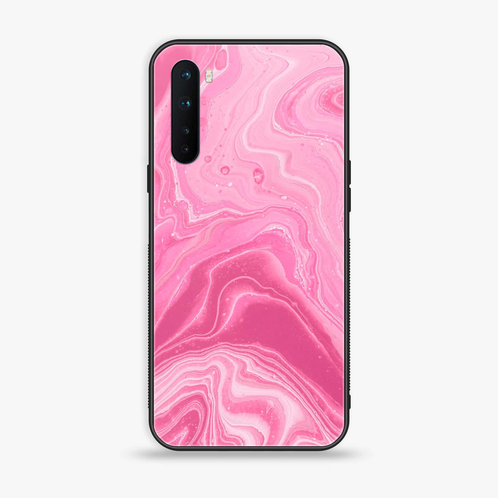 OnePlus Nord - Pink Marble Series - Premium Printed Glass soft Bumper shock Proof Case