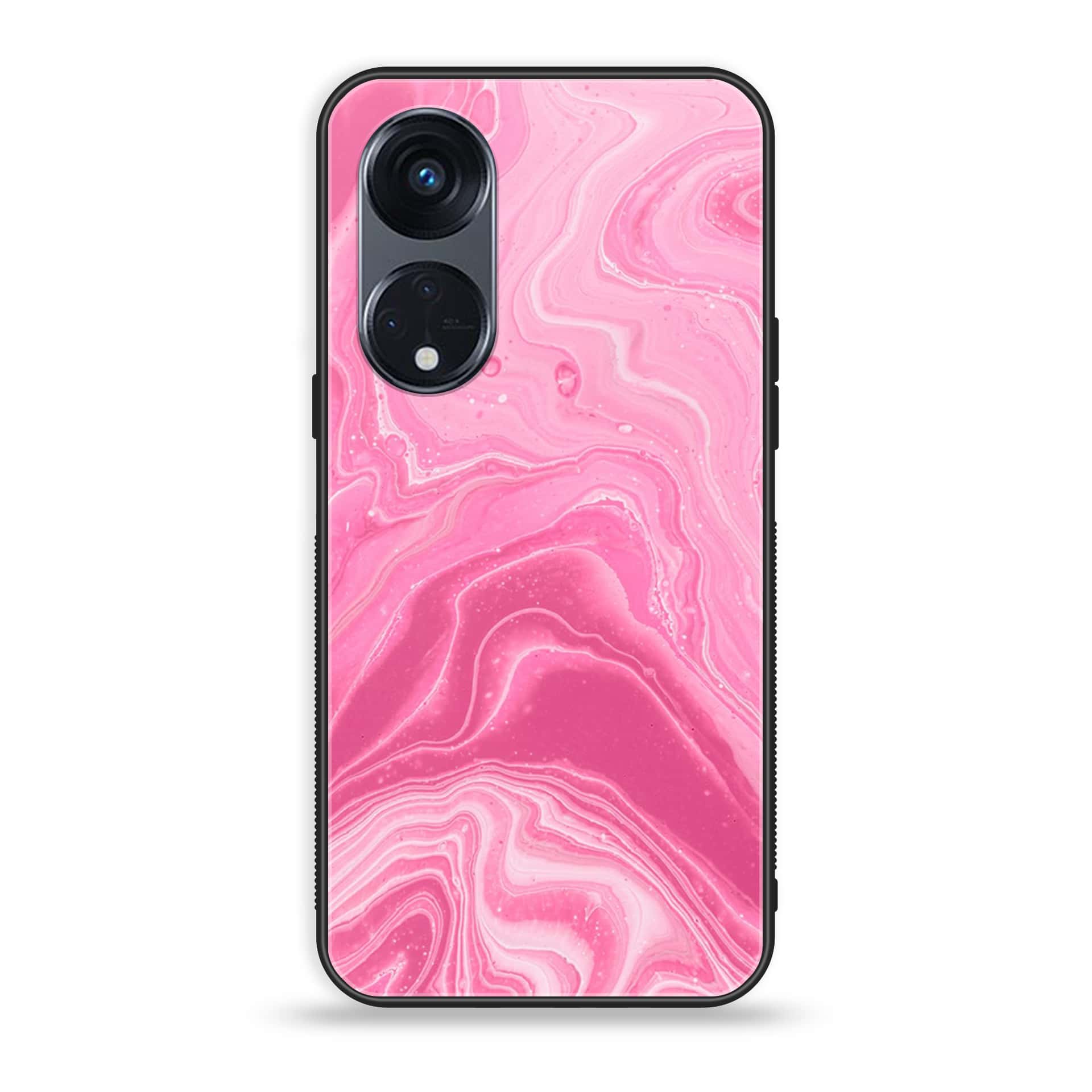OPPO Reno 8T 5G - Pink Marble Series - Premium Printed Glass soft Bumper shock Proof Case