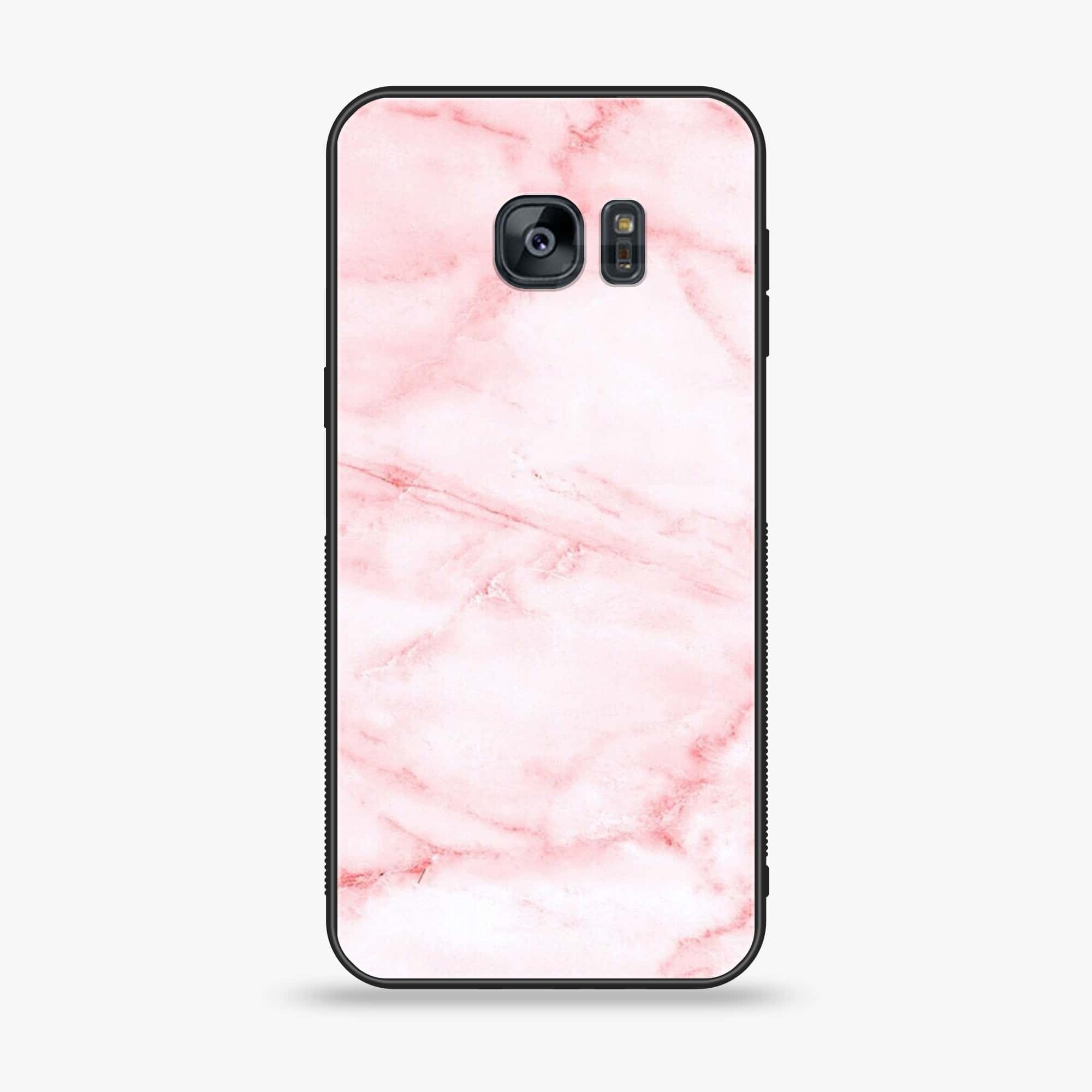 Samsung Galaxy S7 - Pink Marble Series - Premium Printed Glass soft Bumper shock Proof Case