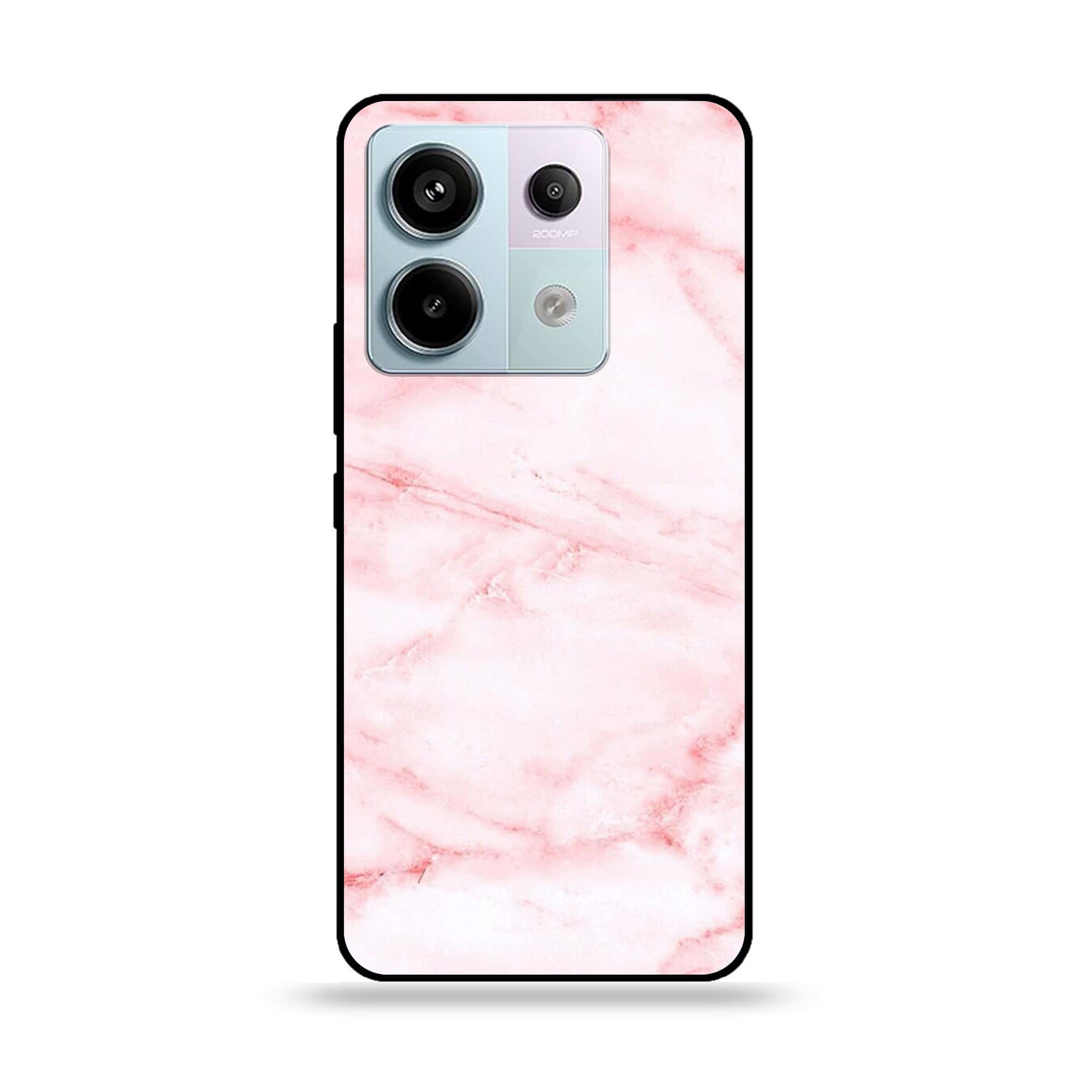 Redmi Note 13 - Pink Marble Series - Premium Metal Printed soft Bumper shock Proof Case