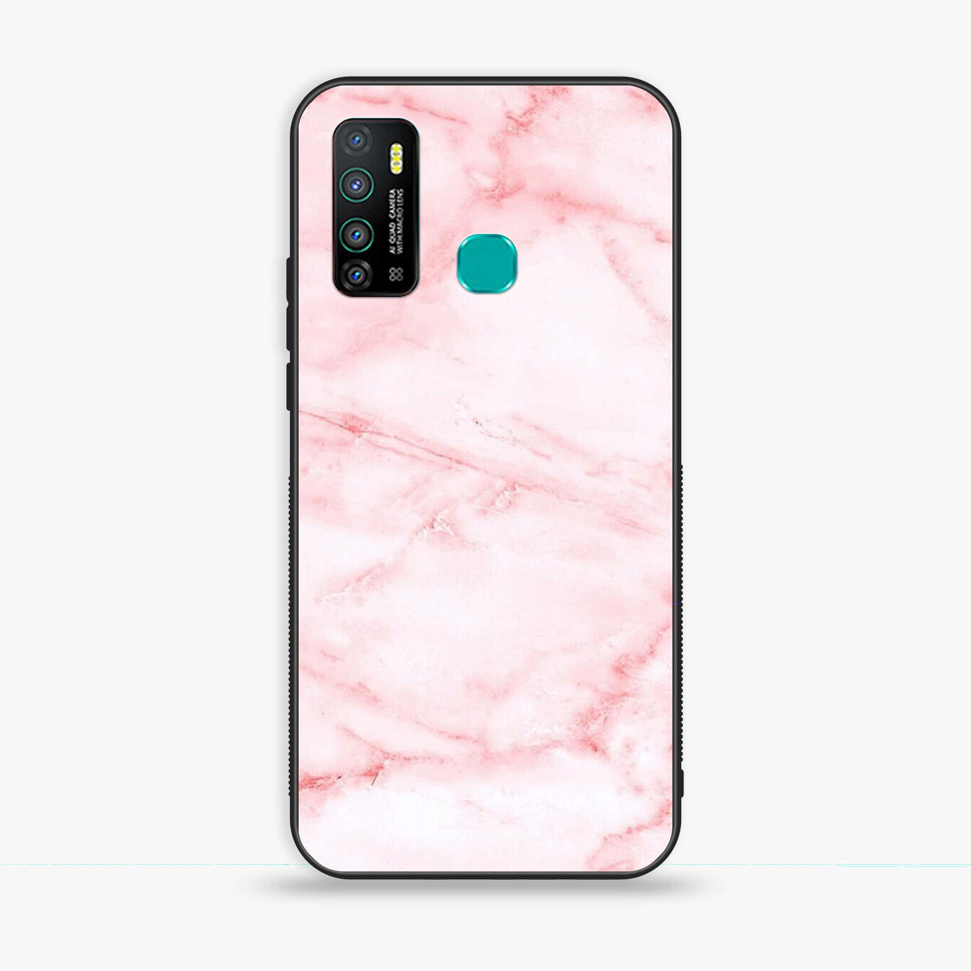 Infinix Hot 9 - Pink Marble Series - Premium Printed Glass soft Bumper shock Proof Case