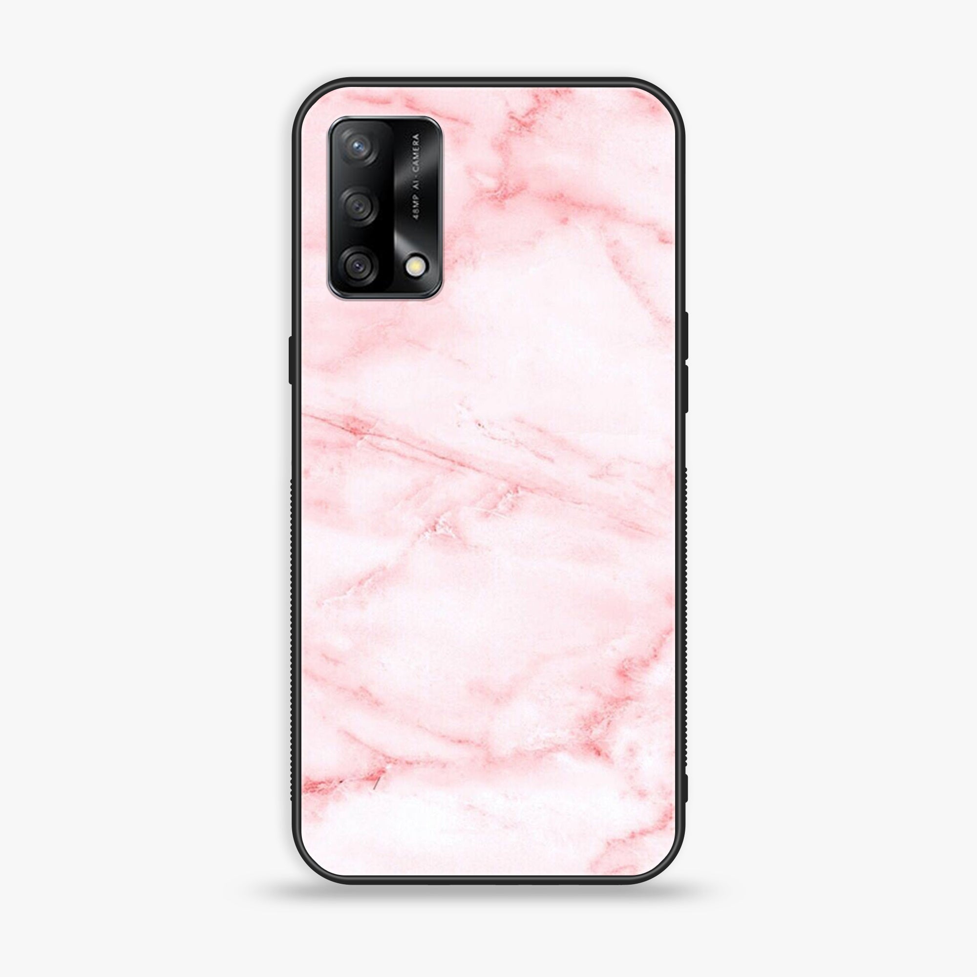 Oppo F19s - Pink Marble Series - Premium Metal Printed soft Bumper shock Proof Case