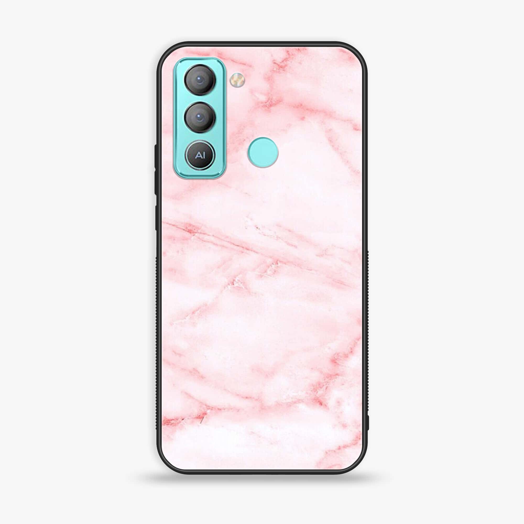 Tecno POP 5 LTE Pink Marble Series Premium Printed Glass soft Bumper shock Proof Case