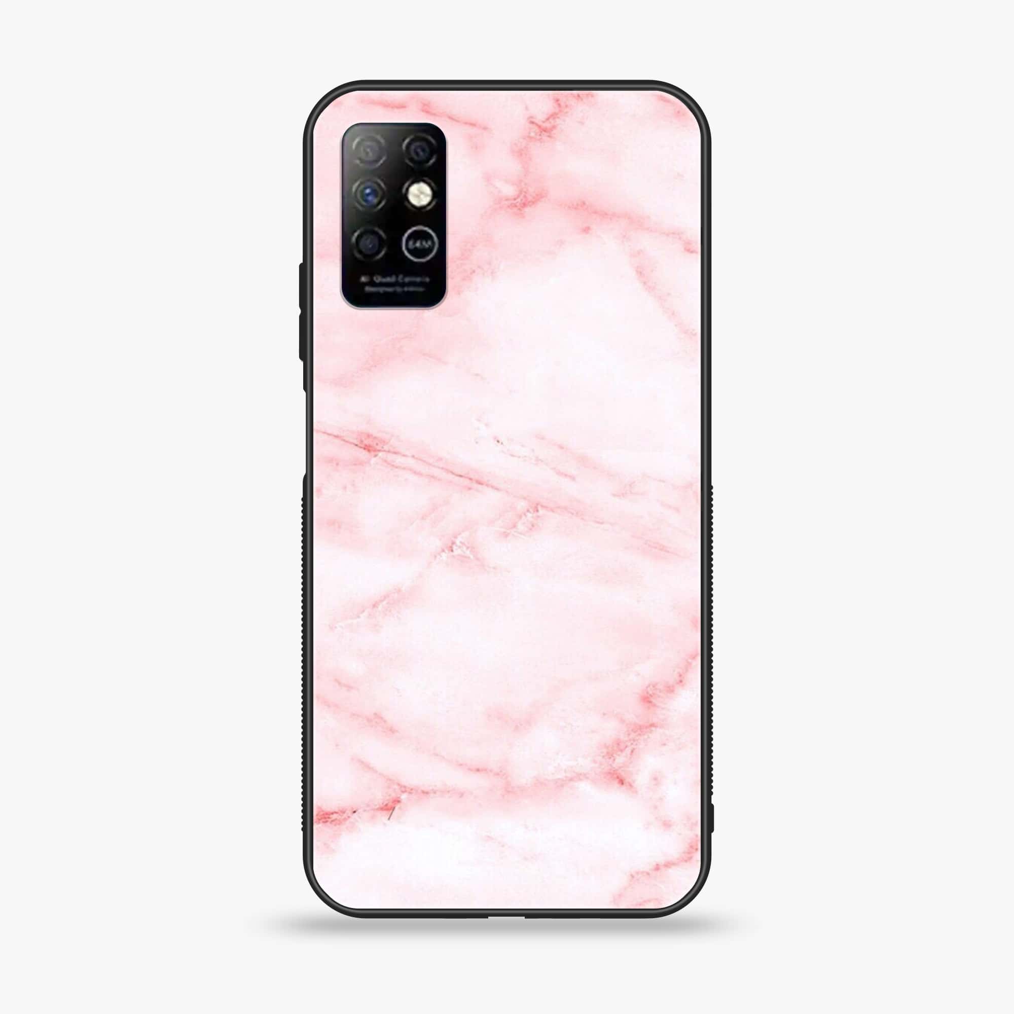 Infinix Note 8 - Pink Marble Series - Premium Printed Glass soft Bumper shock Proof Case