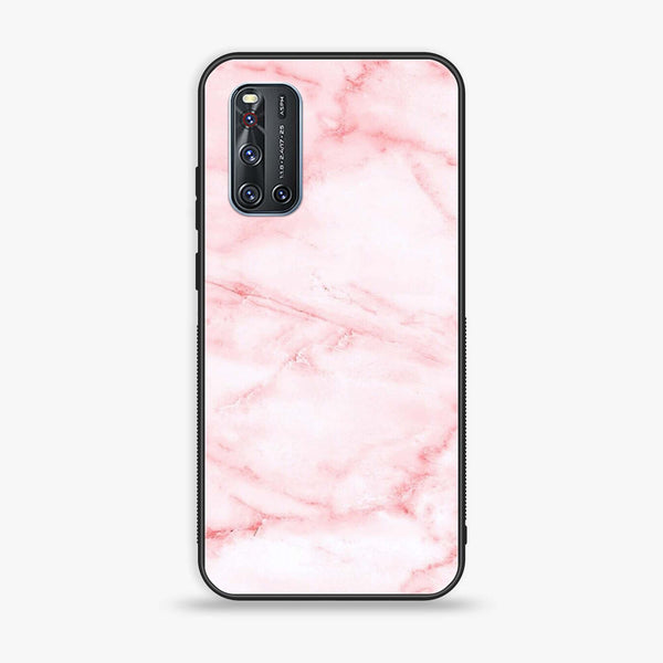 Vivo V19 - Pink Marble Series - Premium Printed Glass soft Bumper shock Proof Case CS-26981