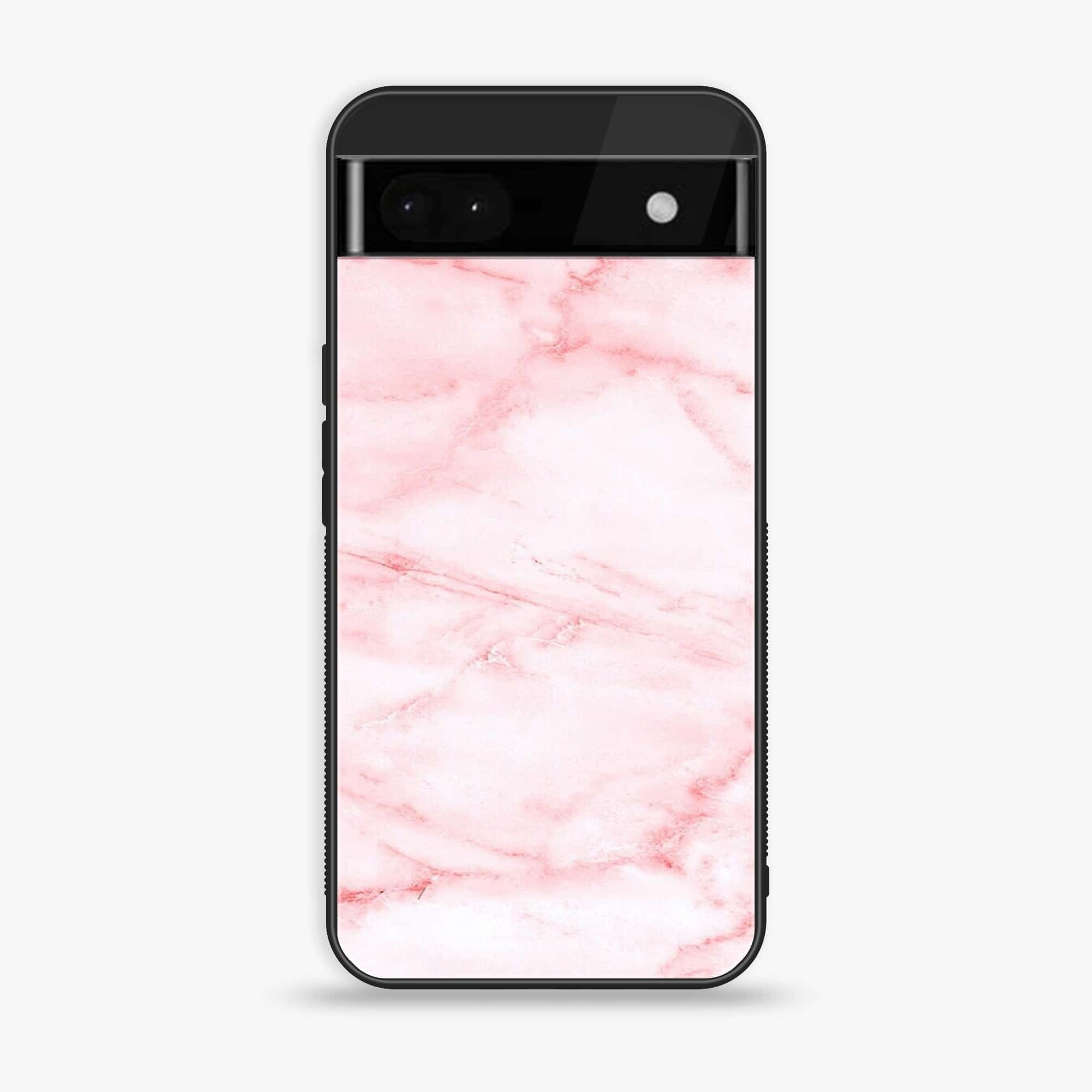 Google Pixel 6A - Pink Marble Series - Premium Metal Printed soft Bumper Shock Proof Case