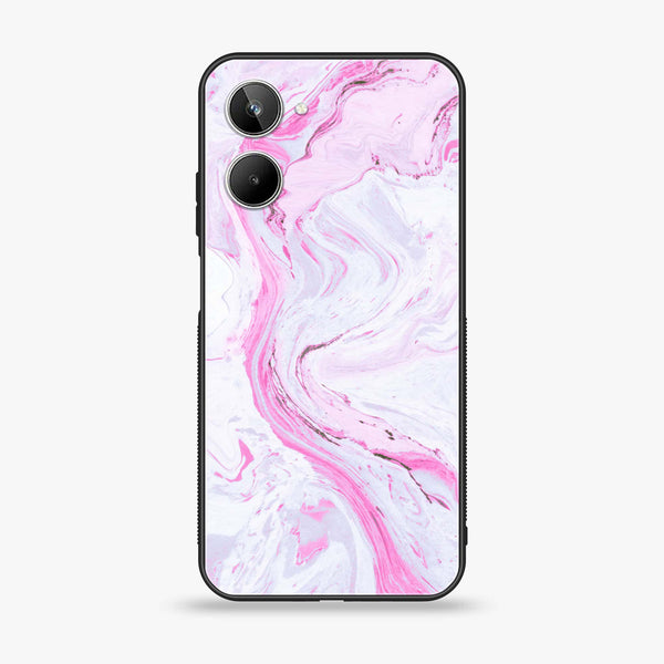 Realme 10 4G - Pink Marble Series - Premium Printed Glass soft Bumper shock Proof Case