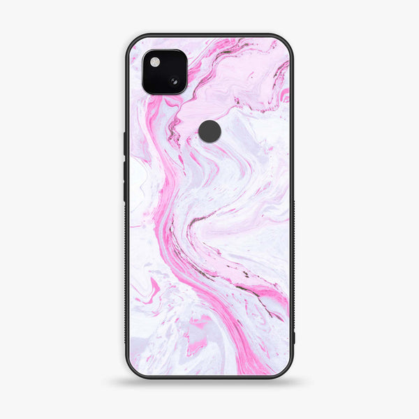 Google Pixel 4A - Pink Marble Series - Premium Printed Glass soft Bumper shock Proof Case