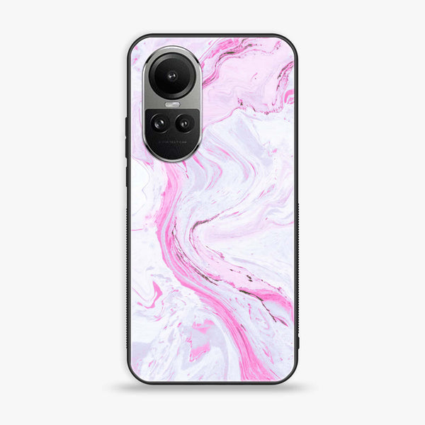 Oppo Reno10 Pro - Pink Marble Series - Premium Printed Glass soft Bumper shock Proof Case