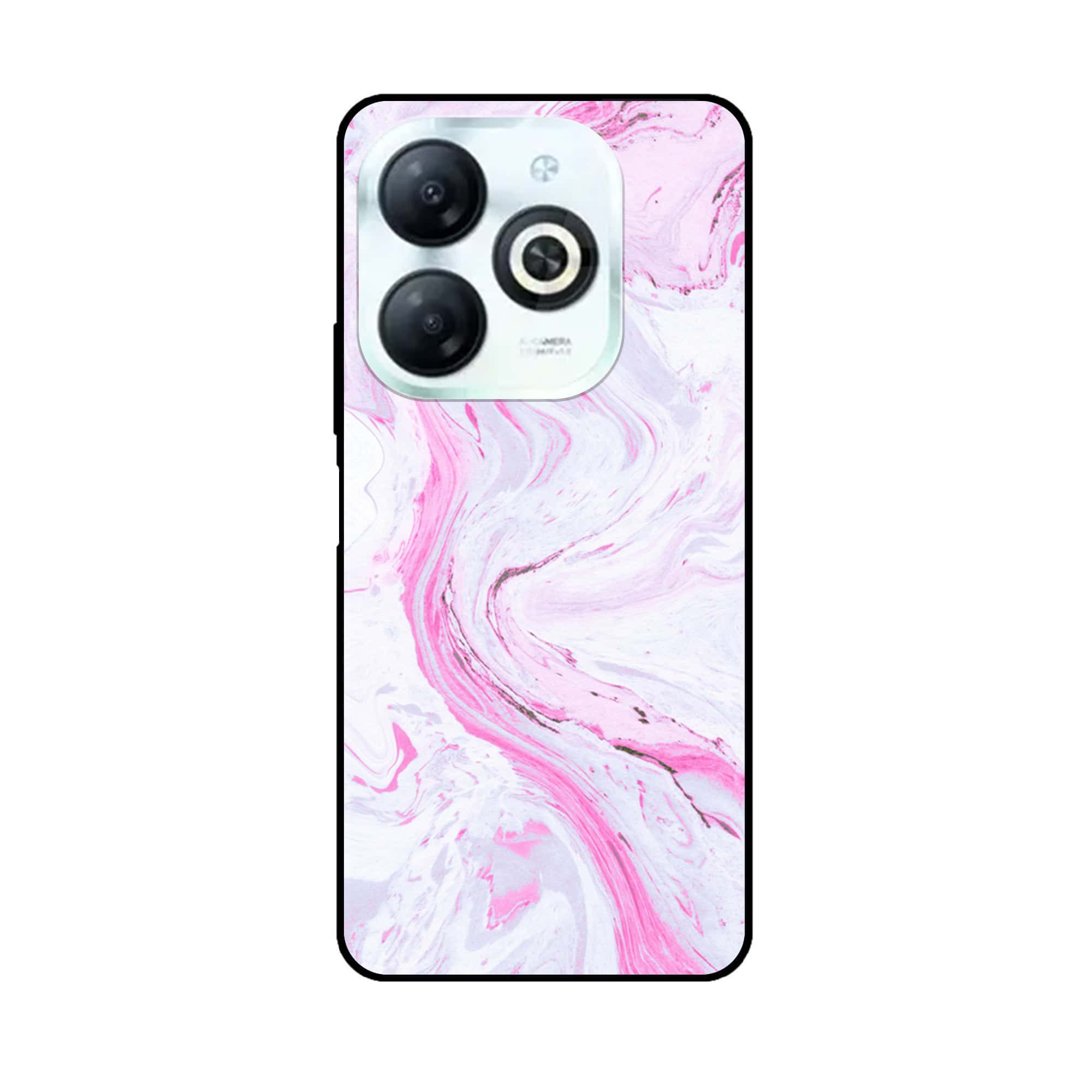 Tecno Spark 20 - Pink Marble Series - Premium Printed Glass soft Bumper shock Proof Case