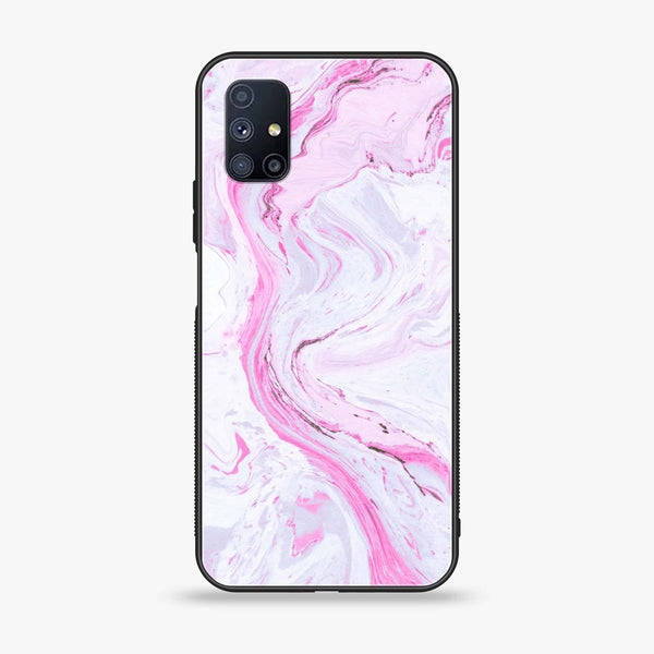 Samsung Galaxy M51 - Pink Marble Series - Premium Printed Glass soft Bumper shock Proof Case