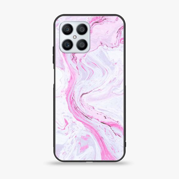 Huawei Honor X8 4G - Pink Marble Series - Premium Printed Glass soft Bumper shock Proof Case