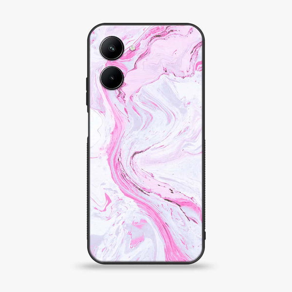 Realme C33 - Pink Marble Series - Premium Printed Glass soft Bumper shock Proof Case