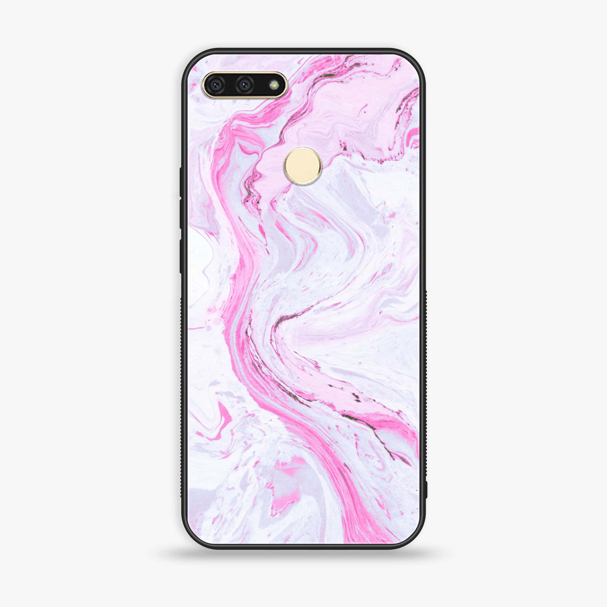 Huawei Y6 2018/Honor Play 7A - Pink Marble Series - Premium Printed Glass soft Bumper shock Proof Case
