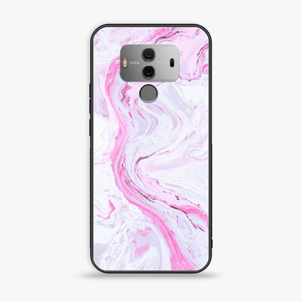 Huawei Mate 10-Pink Marble Series - Premium Printed Glass soft Bumper shock Proof Case