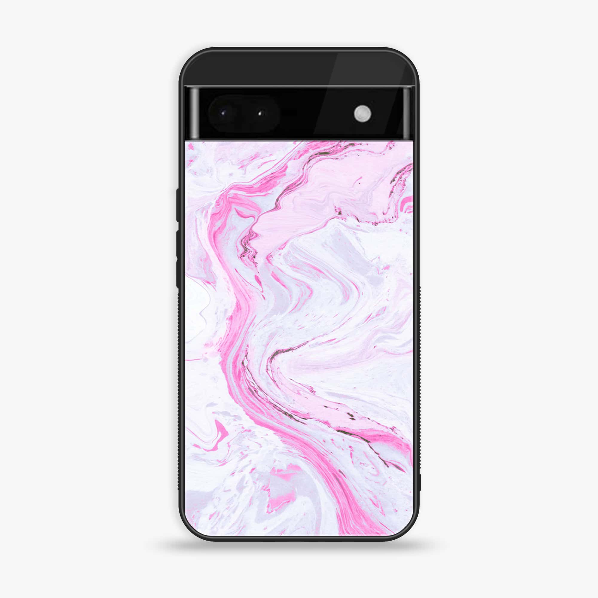 Google Pixel 6A - Pink Marble Series - Premium Metal Printed soft Bumper Shock Proof Case