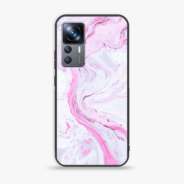 Xiaomi 12T - Pink Marble Series - Premium Printed Glass soft Bumper shock Proof Case
