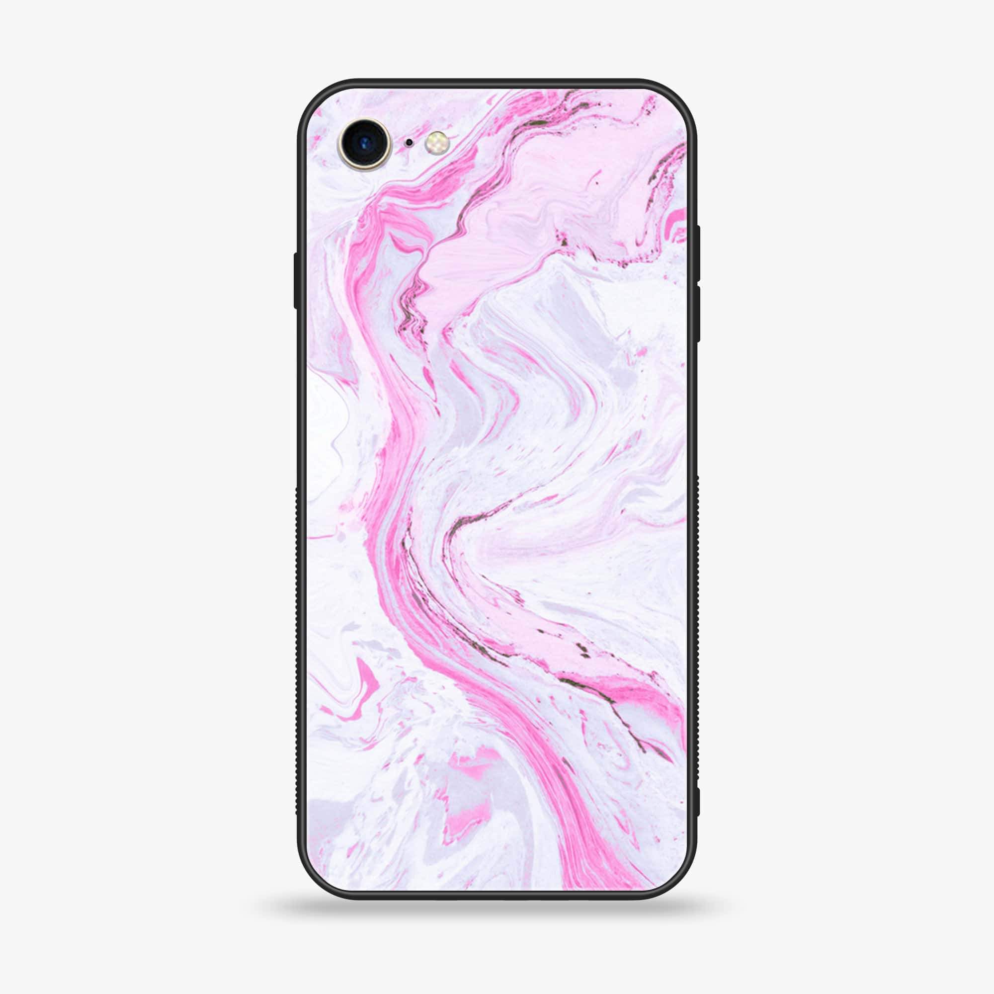 iPhone 7 / 8 - Pink Marble Series - Premium Printed Glass soft Bumper shock Proof Case