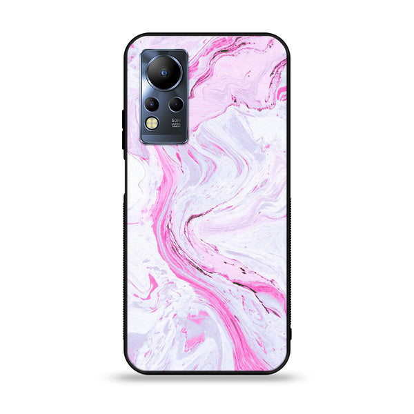 Infinix Note 12 G88 - Pink Marble Series - Premium Printed Glass soft Bumper shock Proof Case