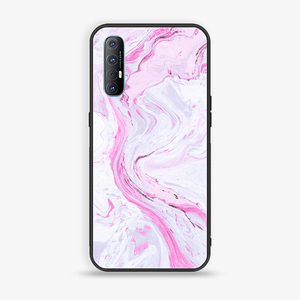 Oppo Find X2 Neo - Pink Marble Series - Premium Printed Glass soft Bumper shock Proof Case