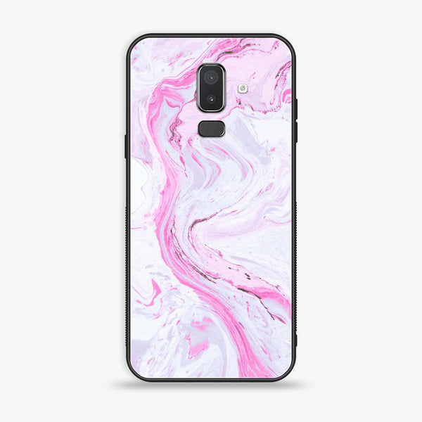 Samsung Galaxy J8 2018 - Pink Marble Series - Premium Printed Glass soft Bumper shock Proof Case