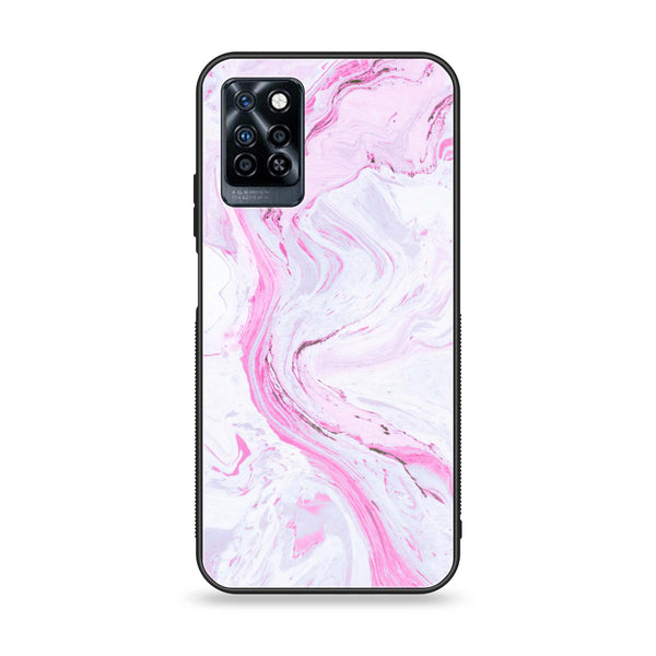 Infinix Note 10 Pro - Pink Marble Series - Premium Printed Glass soft Bumper shock Proof Case