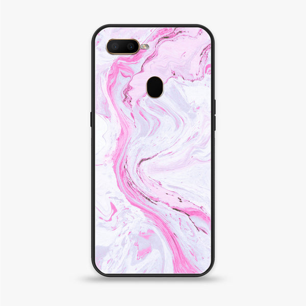 OPPO F9 Pro - Pink Marble Series - Premium Printed Glass soft Bumper shock Proof Case