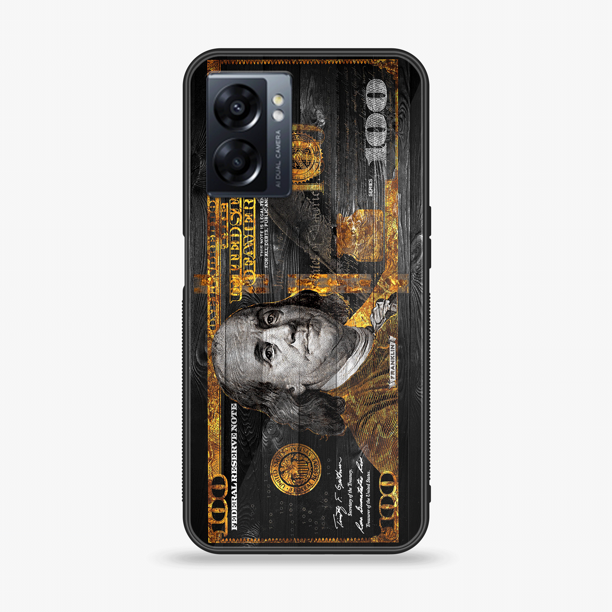Oppo A77 4G - Dollar Series - Premium Metal Printed soft Bumper shock Proof Case
